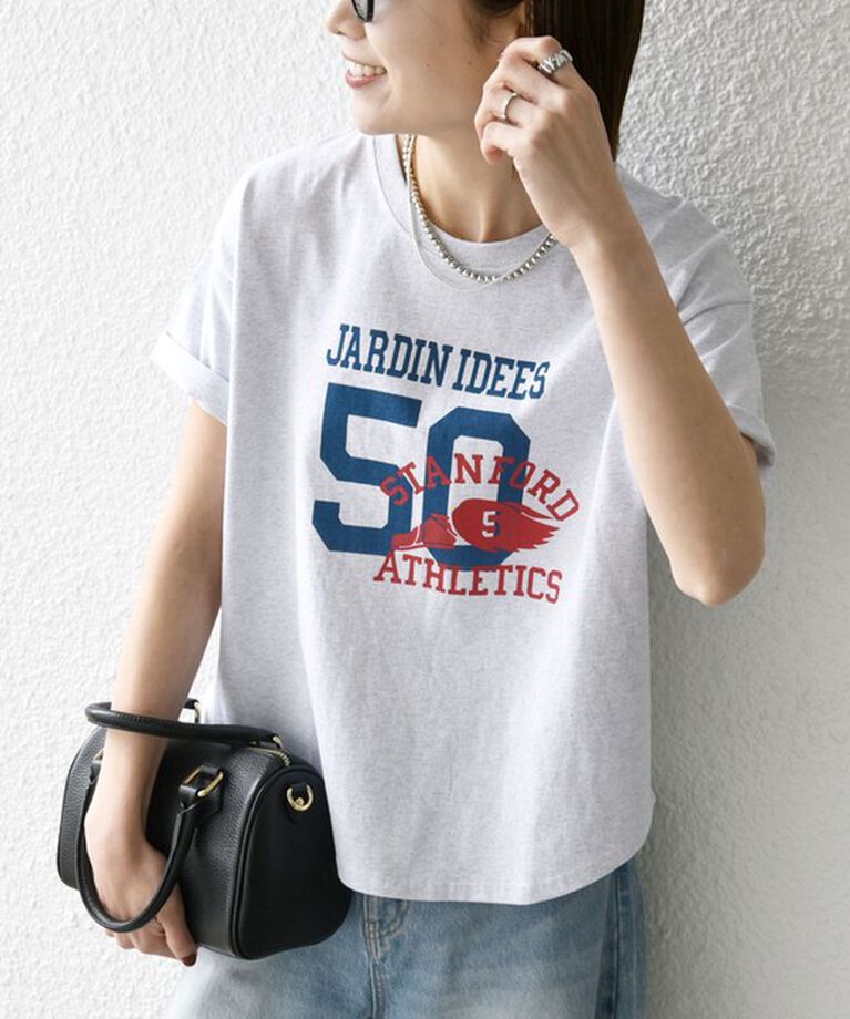SHIPS any「《追加予約》【SHIPS any別注】KNiTS:〈洗濯機可能〉ラウンドヘム プリント ショート TEE」|Tシャツ・カットソー|