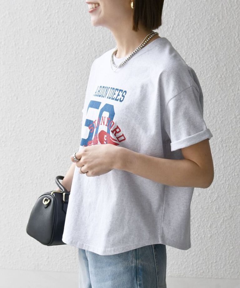 SHIPS any「《追加予約》【SHIPS any別注】KNiTS:〈洗濯機可能〉ラウンドヘム プリント ショート TEE」|Tシャツ・カットソー|