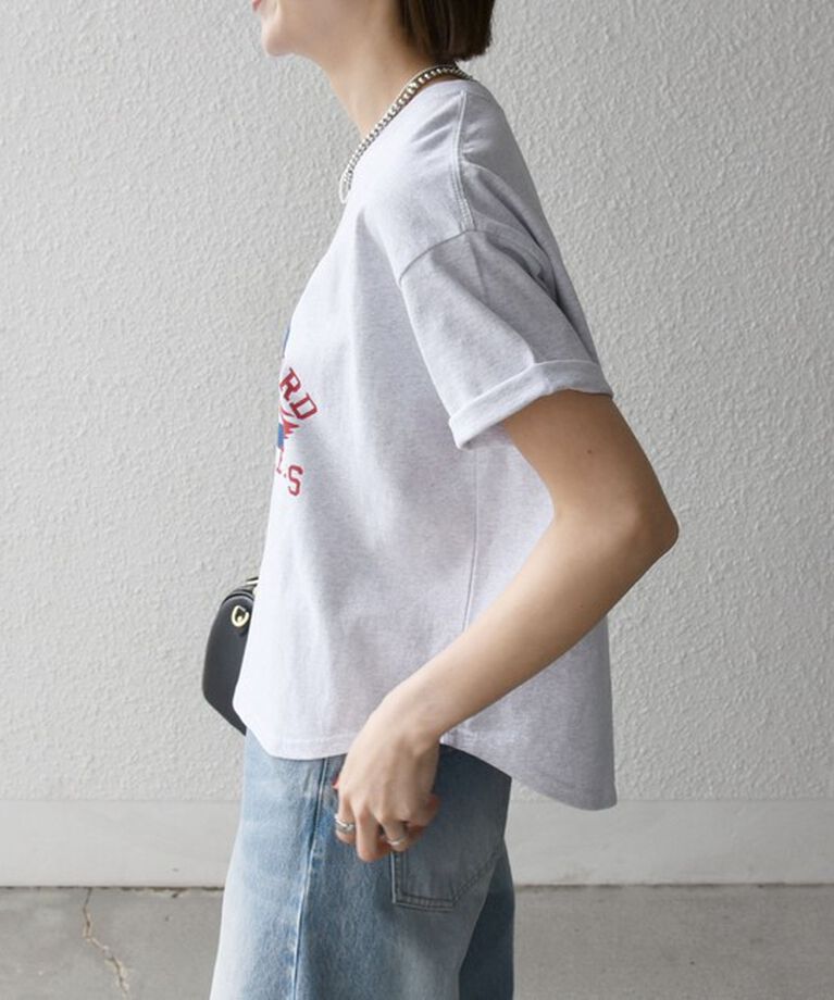 SHIPS any「《追加予約》【SHIPS any別注】KNiTS:〈洗濯機可能〉ラウンドヘム プリント ショート TEE」|Tシャツ・カットソー|