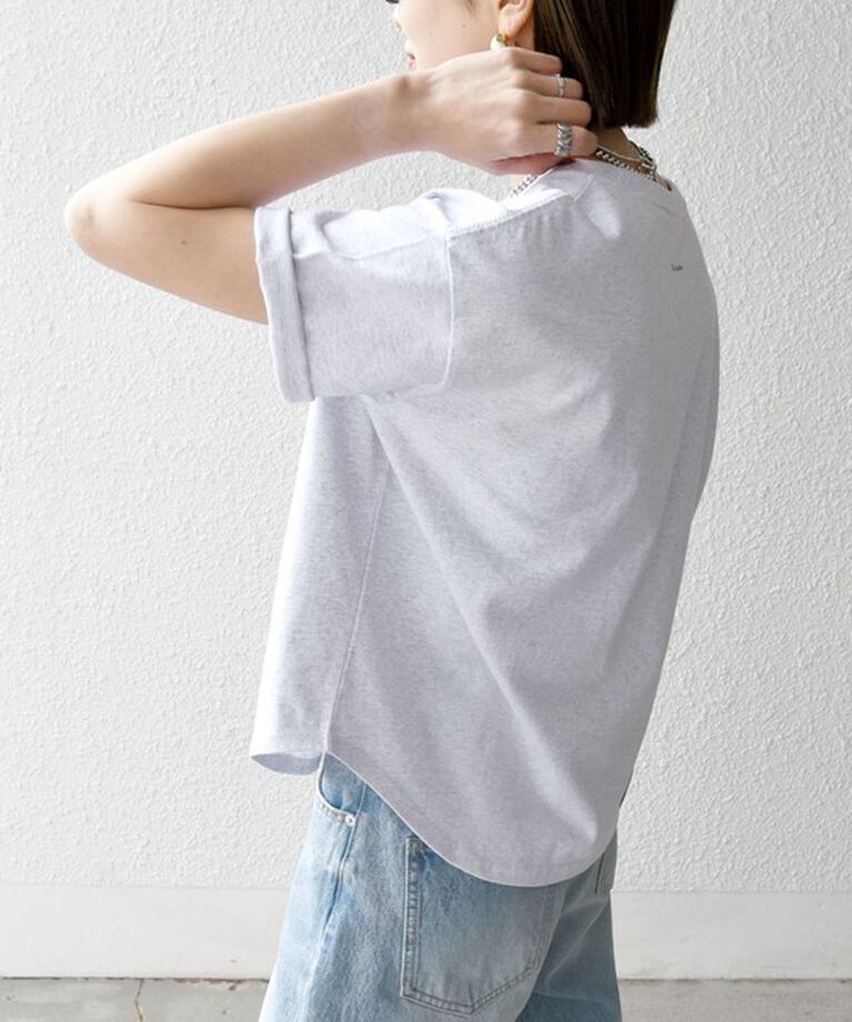 SHIPS any「《追加予約》【SHIPS any別注】KNiTS:〈洗濯機可能〉ラウンドヘム プリント ショート TEE」|Tシャツ・カットソー|