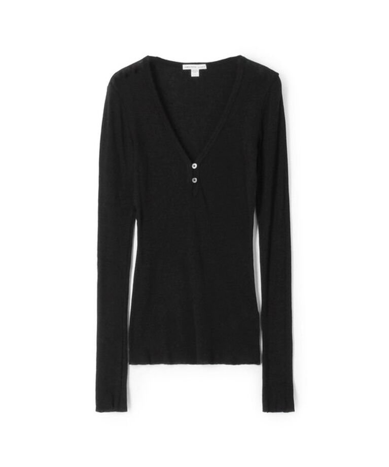 JAMES PERSE「コットンカシミヤブレンドリブ ヘンリーネックプルオーバー WVA3940」|Tシャツ・カットソー|19 ブラック