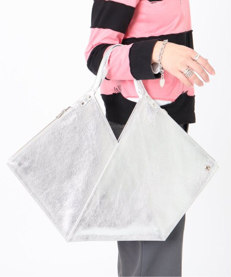  「【blancle/ ブランクレ】M.LETHER Rap flat tote」|トートバッグ|シルバー