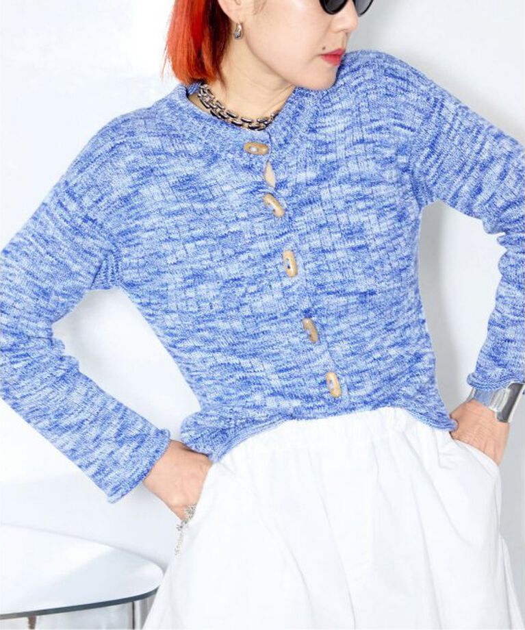  「BASERANGE DRIP CARDIGAN KDRC-TC-SP25：ニット」|ニット・セーター|ブルー A