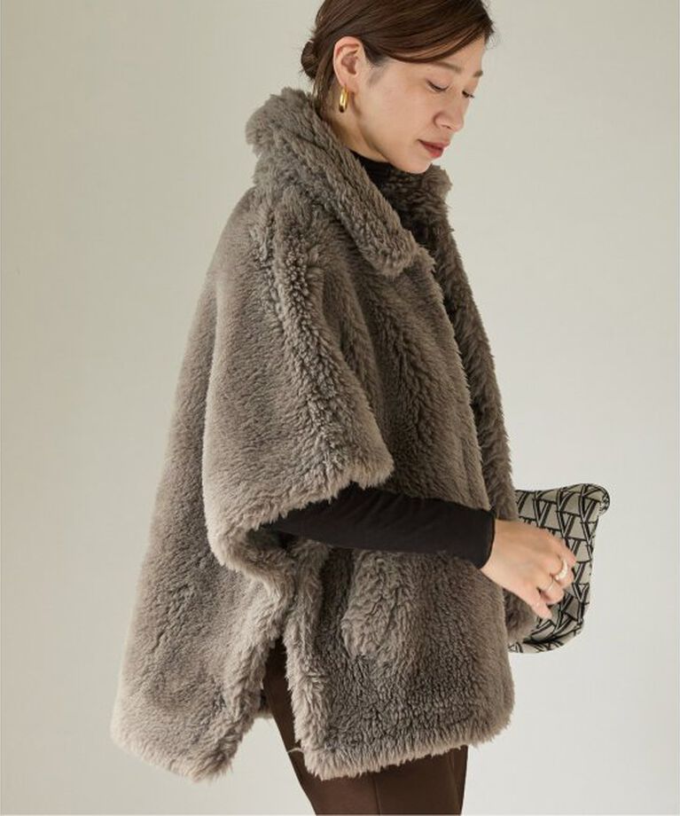 VERMEIL par iena「TICCA（ティッカ） Woolファーポンチョ 0243410033」|ポンチョ・ケープ|