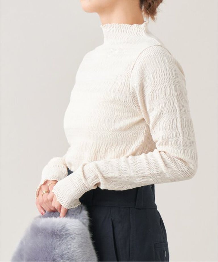 IENA LA BOUCLE「IENA LA BOUCLE ウェーブラッセルハイネックプルオーバー」|Tシャツ・カットソー|ナチュラル