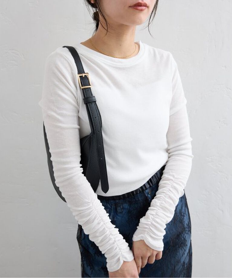 SLOBE IENA「《追加》フライスガーゼシャーリングロンTEE」|Tシャツ・カットソー|ホワイト