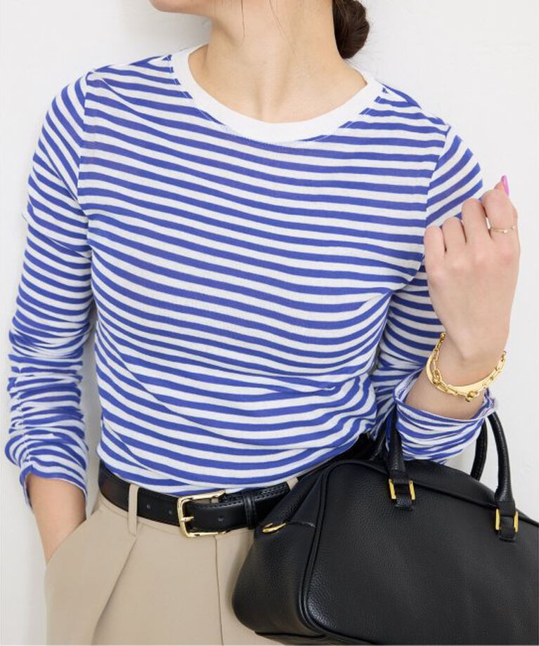 SLOBE IENA「《追加》フライスガーゼシャーリングロンTEE」|Tシャツ・カットソー|ブルー A