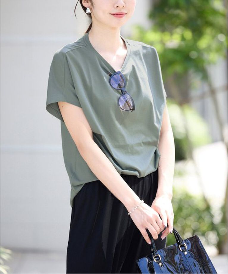 IENA「ATON/エイトン SUVIN 60/2 CAP SLEEVE TEE Tシャツ」|Tシャツ・カットソー|