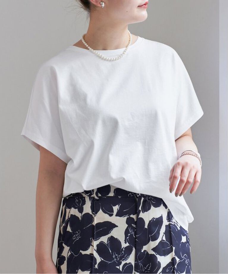 IENA「ATON/エイトン SUVIN 60/2 CAP SLEEVE TEE Tシャツ」|Tシャツ・カットソー|ホワイト