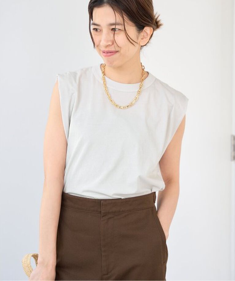IENA「《予約》ATON/エイトン FRESCA SINGLE JERSEY ノースリーブ」|Tシャツ・カットソー|