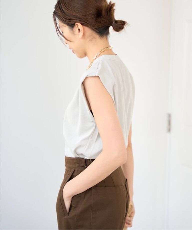 IENA「《予約》ATON/エイトン FRESCA SINGLE JERSEY ノースリーブ」|Tシャツ・カットソー|
