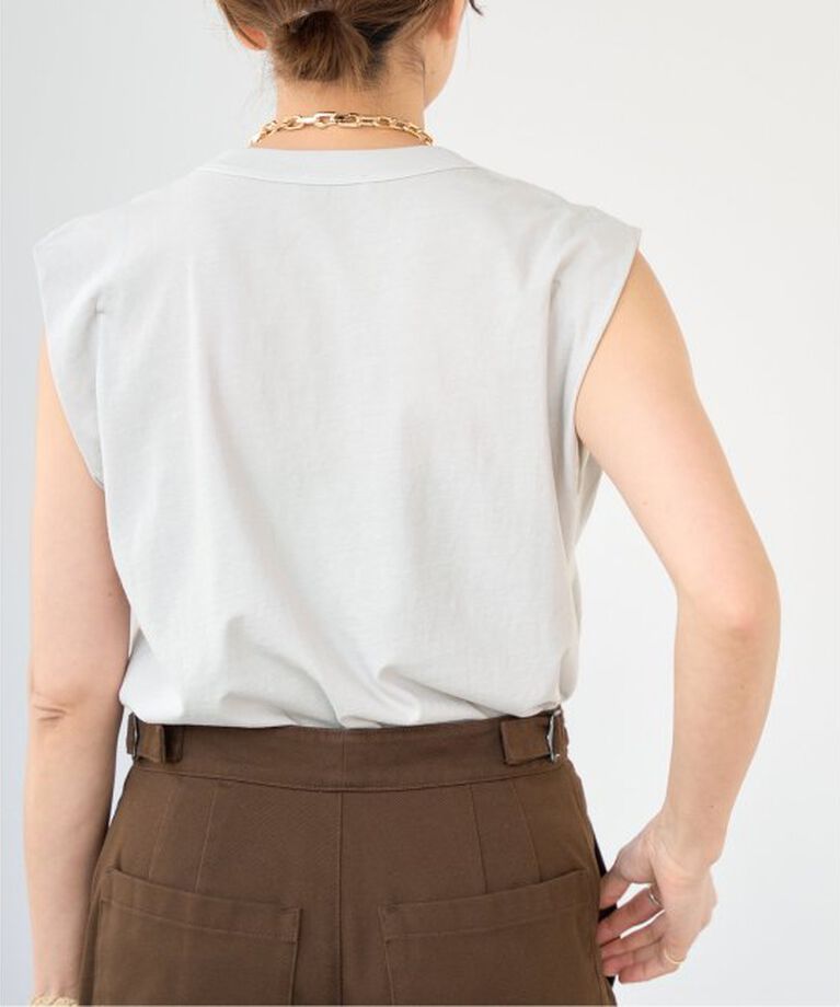 IENA「《予約》ATON/エイトン FRESCA SINGLE JERSEY ノースリーブ」|Tシャツ・カットソー|