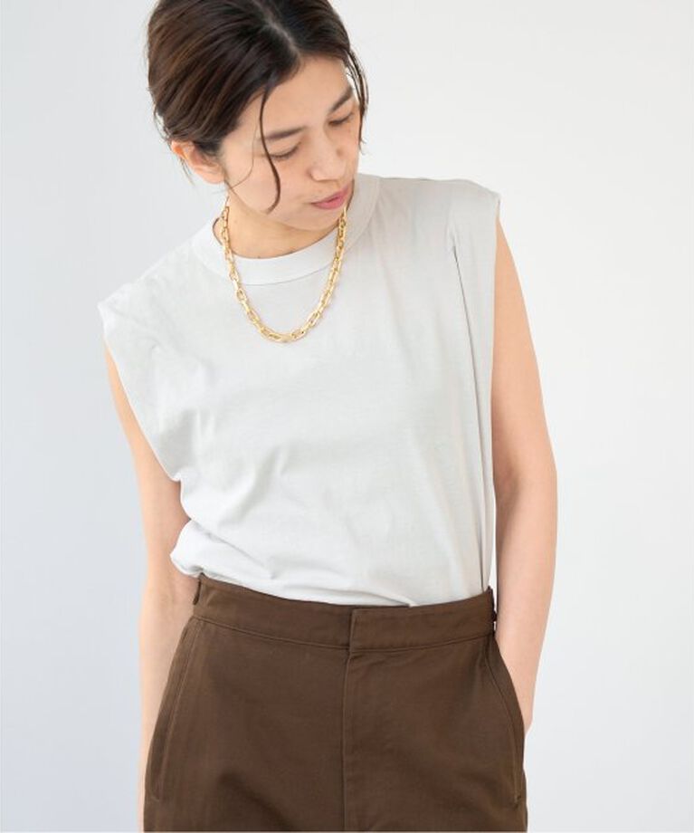 IENA「《予約》ATON/エイトン FRESCA SINGLE JERSEY ノースリーブ」|Tシャツ・カットソー|