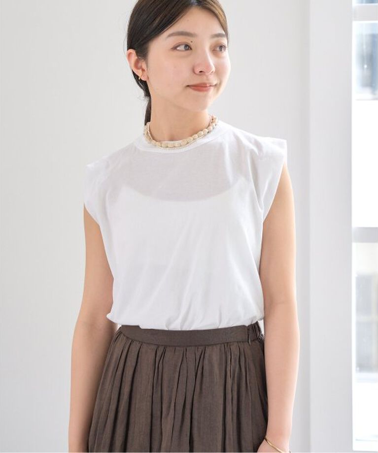 IENA「《予約》ATON/エイトン FRESCA SINGLE JERSEY ノースリーブ」|Tシャツ・カットソー|