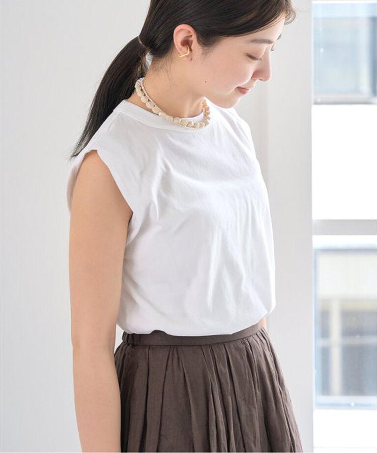 IENA「《予約》ATON/エイトン FRESCA SINGLE JERSEY ノースリーブ」|Tシャツ・カットソー|