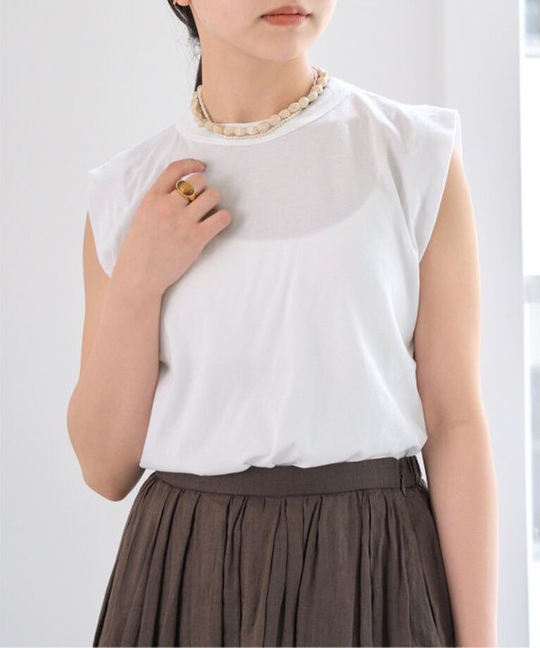 IENA「《予約》ATON/エイトン FRESCA SINGLE JERSEY ノースリーブ」|Tシャツ・カットソー|