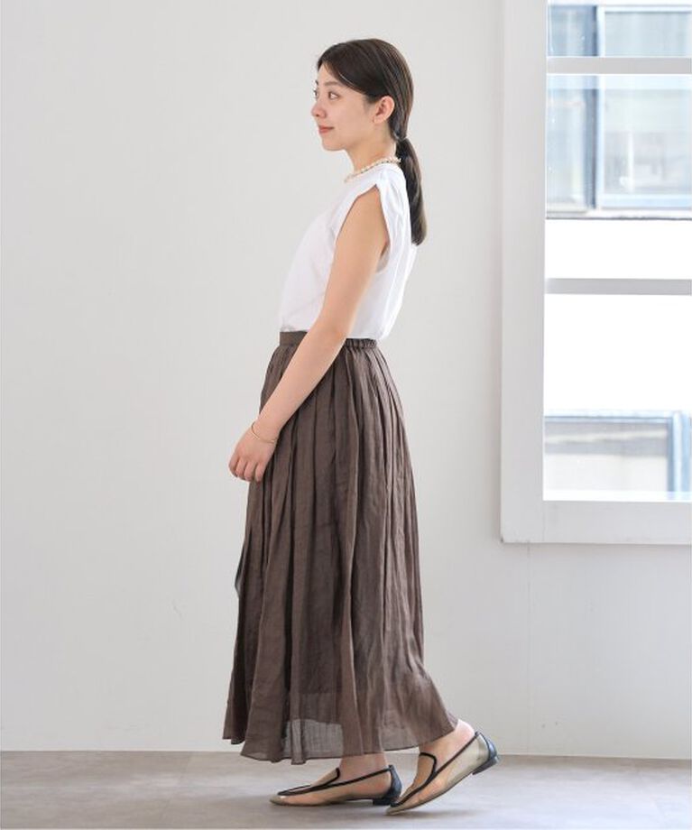 IENA「《予約》ATON/エイトン FRESCA SINGLE JERSEY ノースリーブ」|Tシャツ・カットソー|