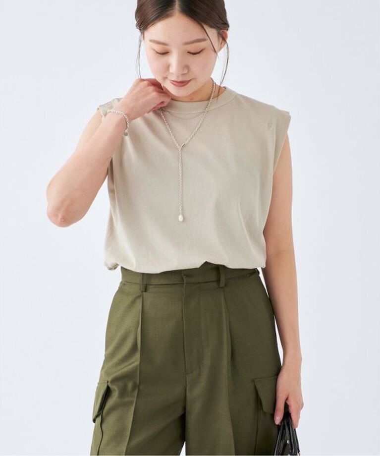 IENA「《予約》ATON/エイトン FRESCA SINGLE JERSEY ノースリーブ」|Tシャツ・カットソー|