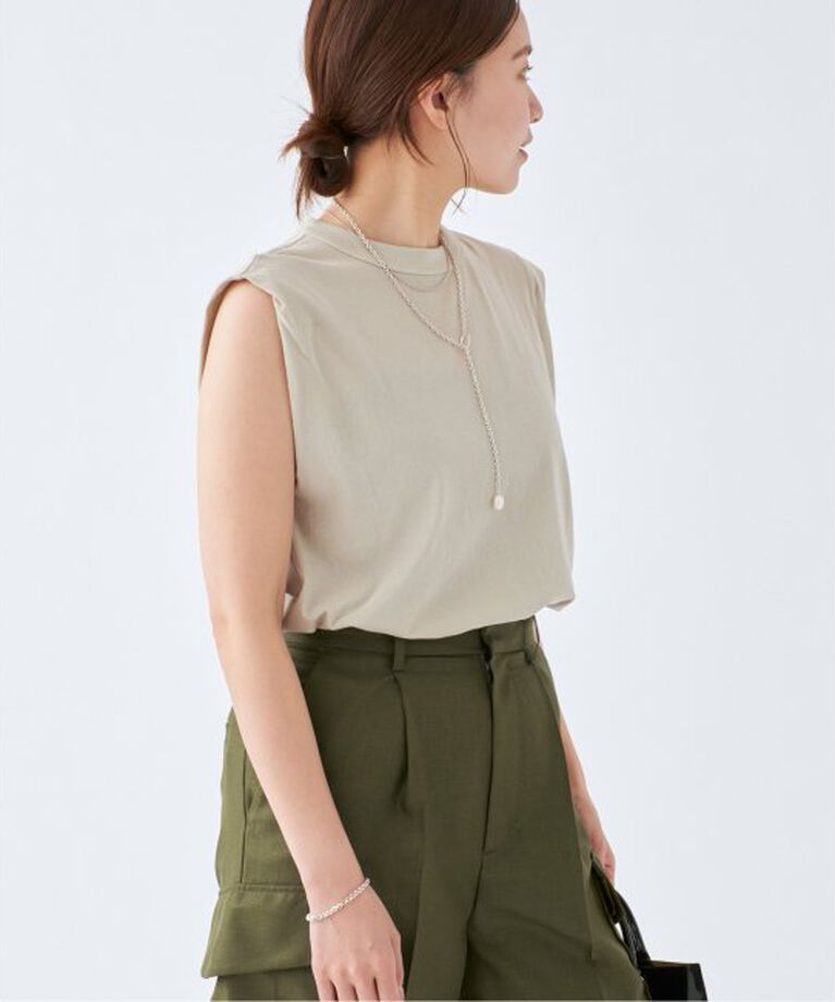 IENA「《予約》ATON/エイトン FRESCA SINGLE JERSEY ノースリーブ」|Tシャツ・カットソー|
