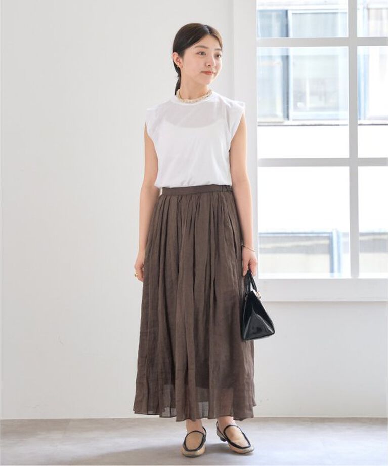 IENA「《予約》ATON/エイトン FRESCA SINGLE JERSEY ノースリーブ」|Tシャツ・カットソー|