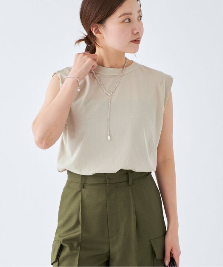 IENA「《予約》ATON/エイトン FRESCA SINGLE JERSEY ノースリーブ」|Tシャツ・カットソー|