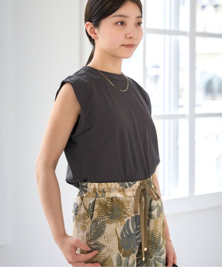 IENA「《予約》ATON/エイトン FRESCA SINGLE JERSEY ノースリーブ」|Tシャツ・カットソー|