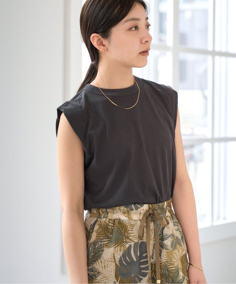 IENA「《予約》ATON/エイトン FRESCA SINGLE JERSEY ノースリーブ」|Tシャツ・カットソー|