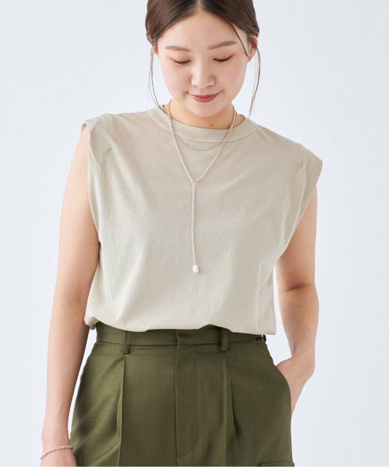 IENA「《予約》ATON/エイトン FRESCA SINGLE JERSEY ノースリーブ」|Tシャツ・カットソー|ベージュ