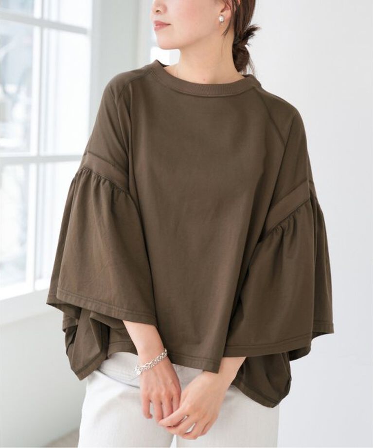 IENA「《予約》COGTHEBIGSMOKE/コグザビッグスモーク LAURA GATHERED SLV TOP」|Tシャツ・カットソー|カーキ