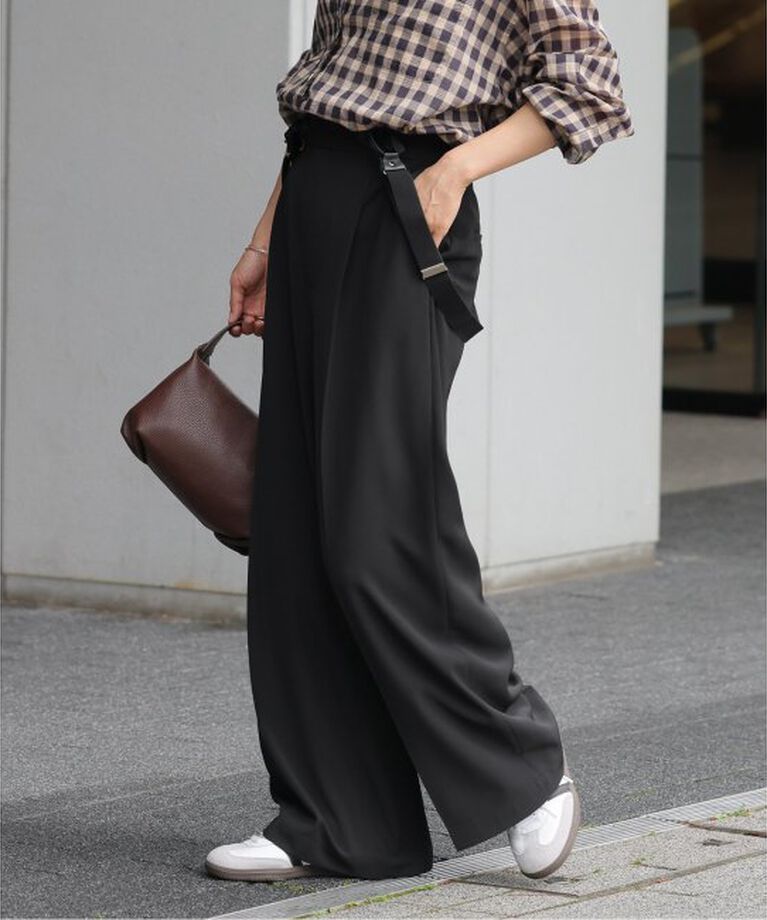 JOURNAL STANDARD relume「サスペンダーワイドパンツ（無地）」|スラックス|ブラック