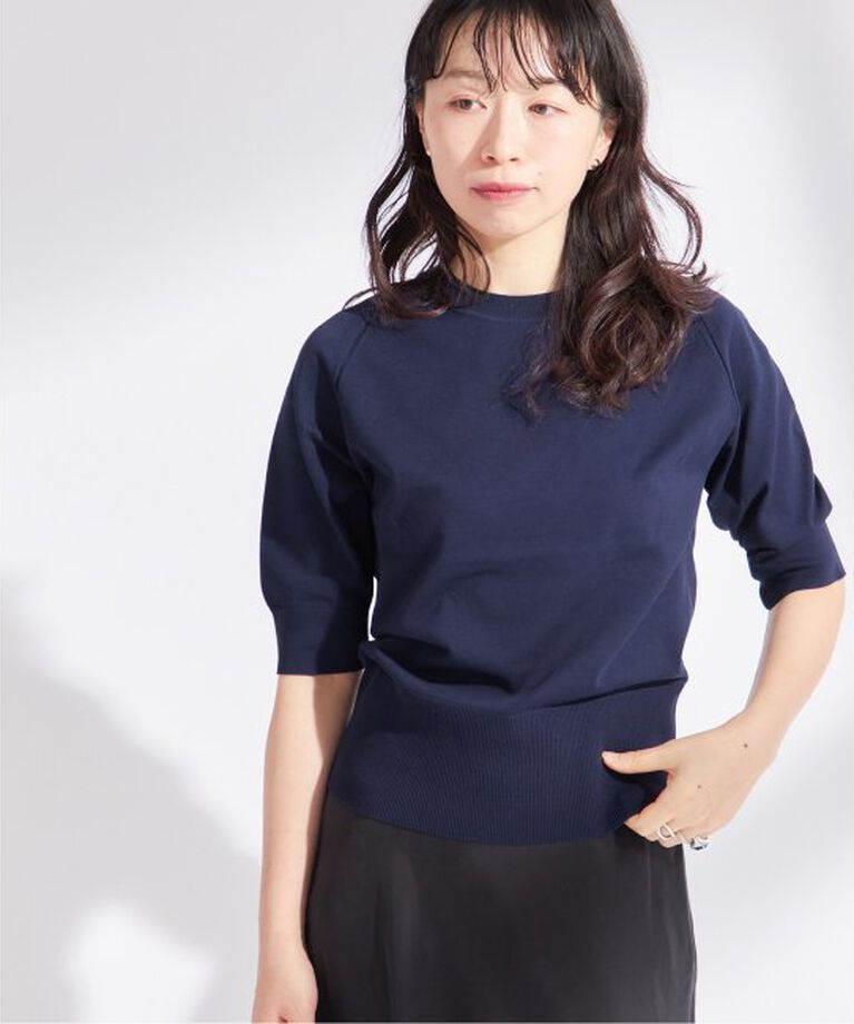 journal standard L'essage「クリアコットンクルーネックプルオーバー」|ニット・セーター|ネイビー