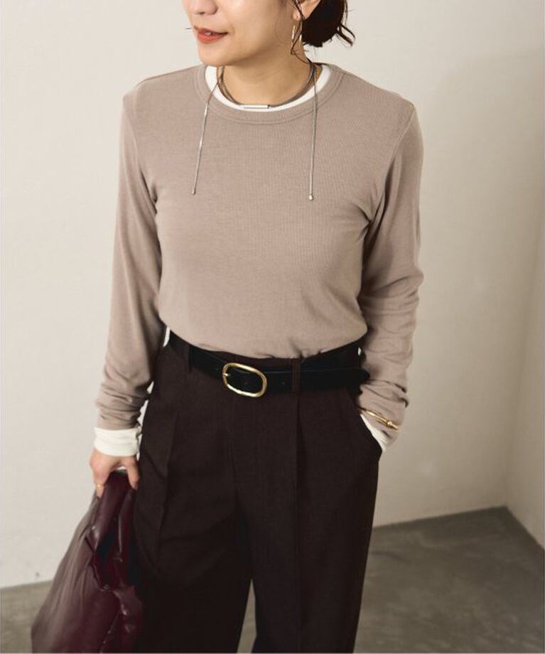 JOURNAL STANDARD「《追加》レーヨンベアテレコクルーネックプルオーバー」|Tシャツ・カットソー|ベージュ