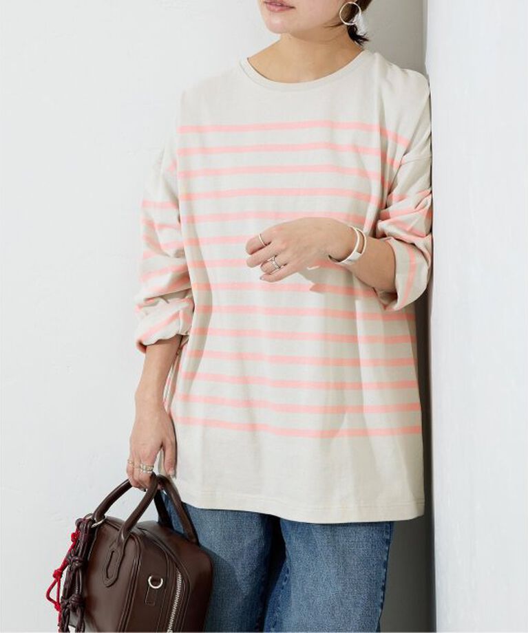 JOURNAL STANDARD「《追加》コットンボーダープルオーバー」|Tシャツ・カットソー|ピンク