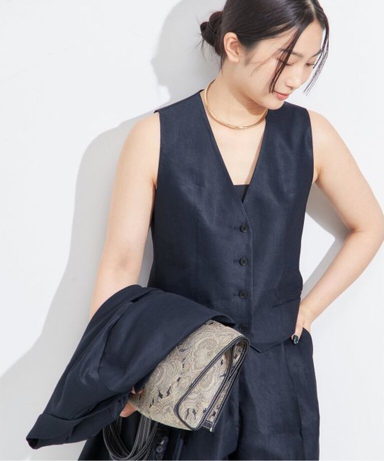 journal standard L'essage「NALYA リネン/チェック ベスト」|ダウンベスト・ベスト|