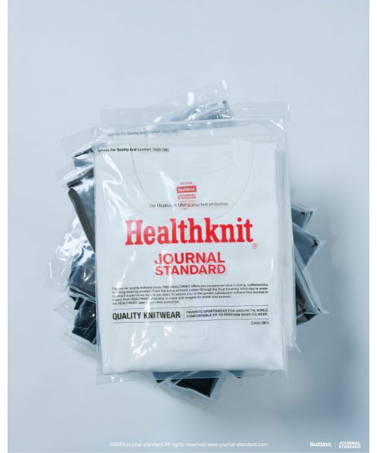 JOURNAL STANDARD「Healthknit / ヘルスニット 別注 ヘンリー ネック Tシャツ」|Tシャツ・カットソー|ホワイト