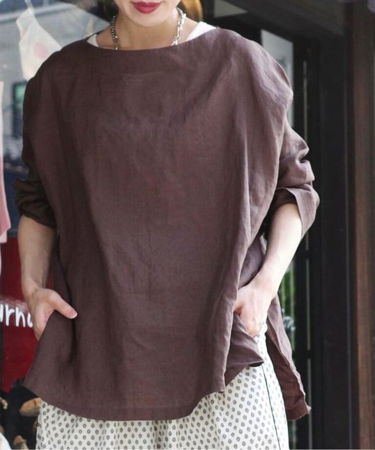 journal standard luxe「エアリーリネンボートネックブラウス」|シャツ・ブラウス|ブラウン