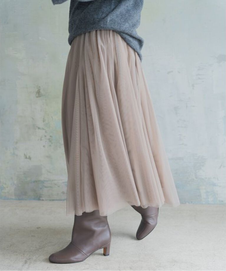 Spick and Span「≪追加≫チュールスカート」|スカート|ベージュ A