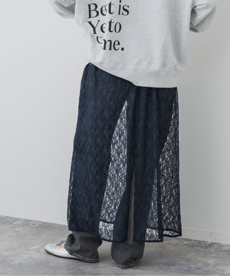 Spick and Span「フレアレーススカート」|スカート|ネイビー