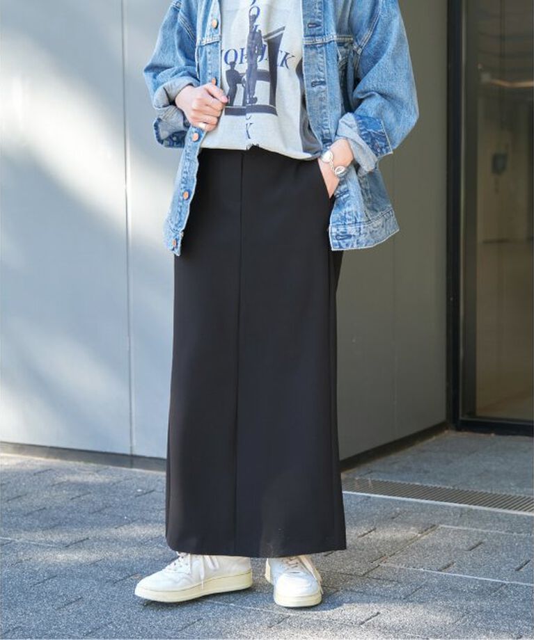 Spick and Span「《追加》イージーIラインスカート」|スカート|ブラック