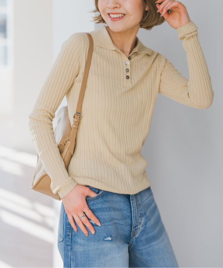 Spick and Span「手洗い可 / シアーポロシャツニットプルオーバー」|ニット・セーター|