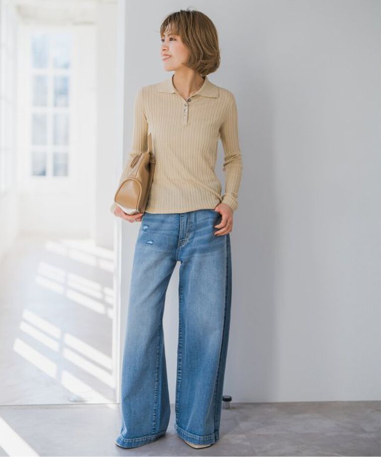 Spick and Span「手洗い可 / シアーポロシャツニットプルオーバー」|ニット・セーター|