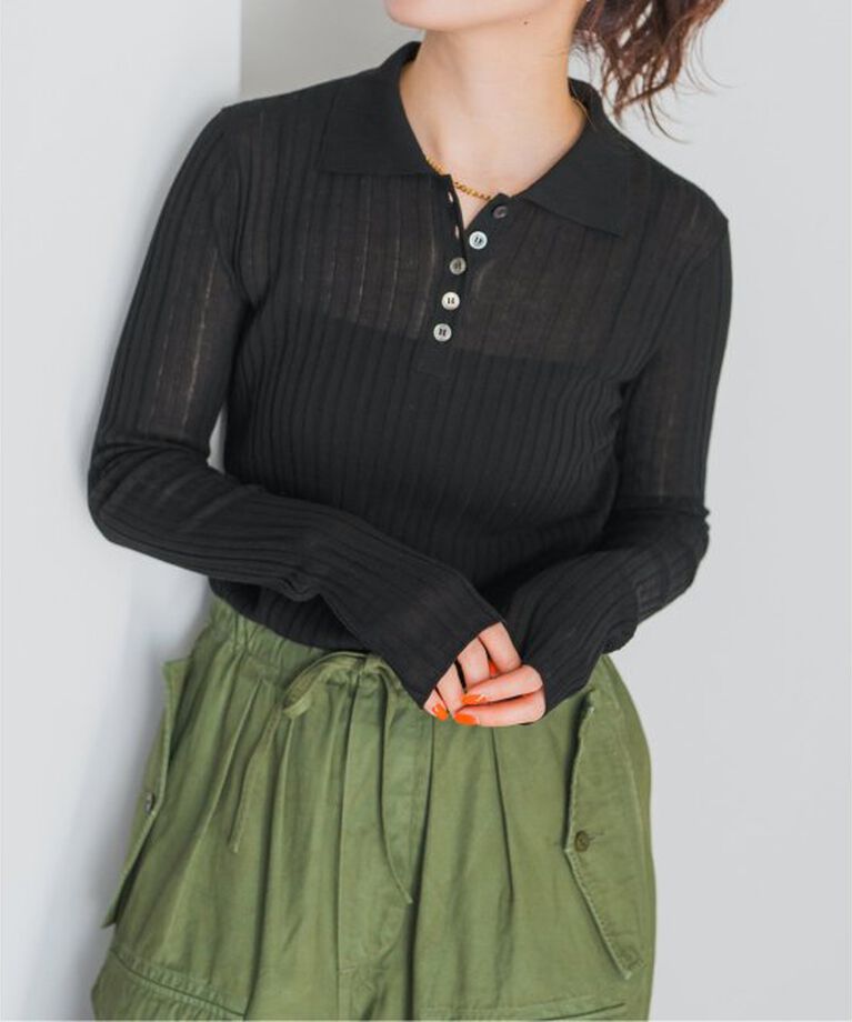 Spick and Span「手洗い可 / シアーポロシャツニットプルオーバー」|ニット・セーター|