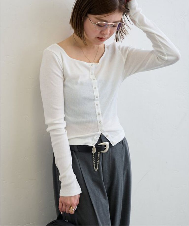 U by SPICK&SPAN「《追加2》シフォンテレコカットトップス」|Tシャツ・カットソー|ホワイト