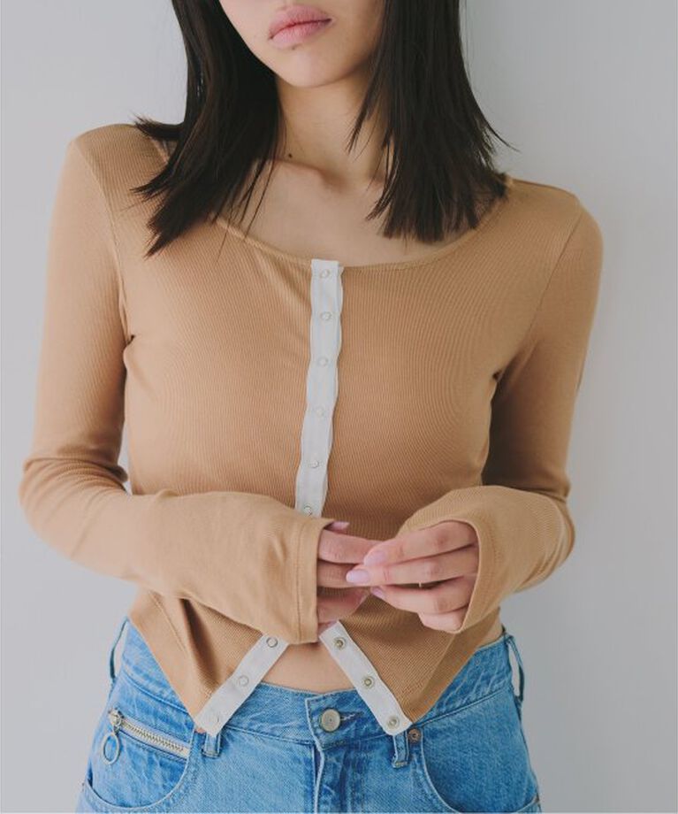 U by SPICK&SPAN「《追加2》シフォンテレコカットトップス」|Tシャツ・カットソー|キャメル