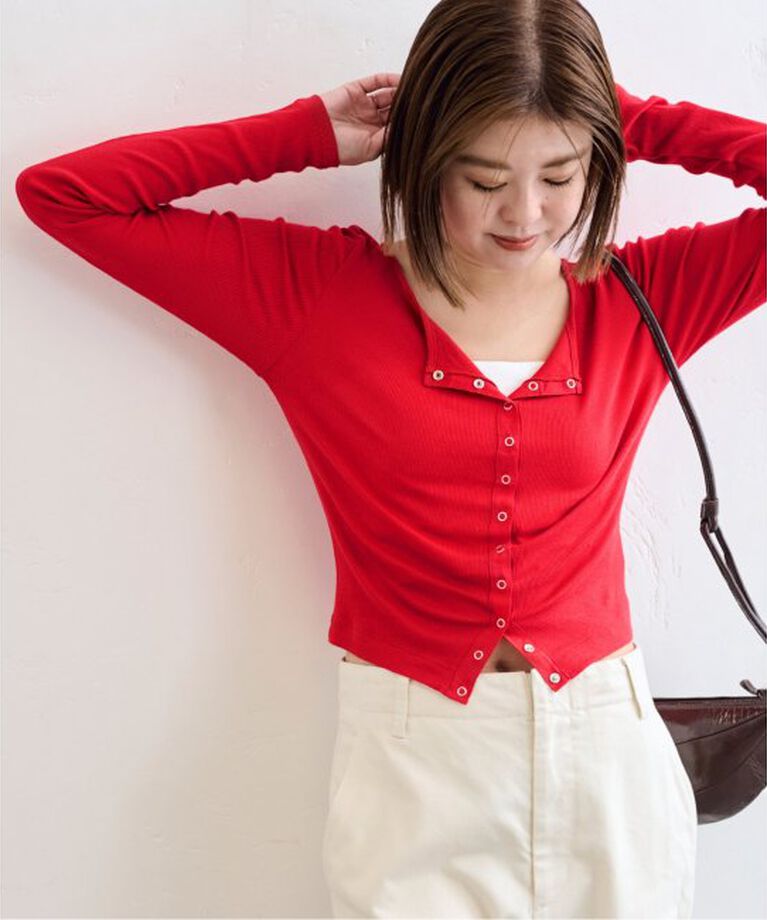 U by SPICK&SPAN「《追加2》シフォンテレコカットトップス」|Tシャツ・カットソー|レッド
