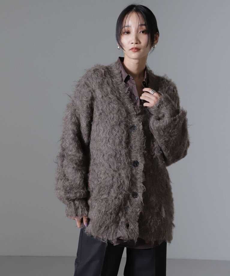 nano･universe「ロングシャギーニットカーディガン」|ニット・セーター|