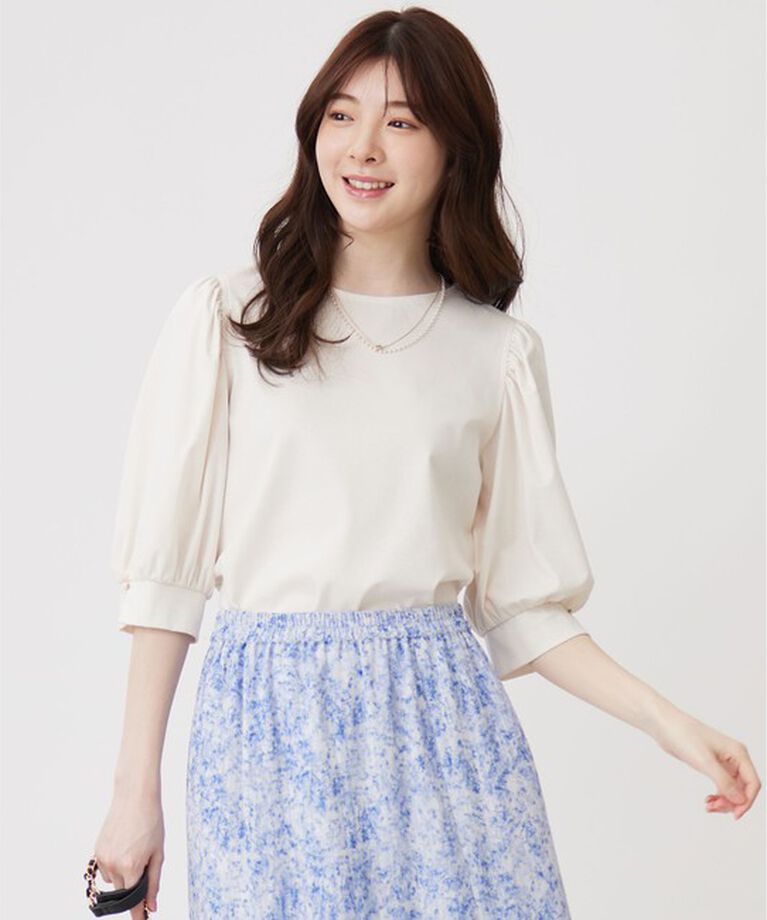 any SiS「【接触冷感】美人 ボリュームスリーブ カットソー」|Tシャツ・カットソー|オフ