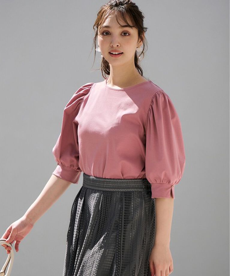 any SiS「【接触冷感】美人 ボリュームスリーブ カットソー」|Tシャツ・カットソー|ピンク