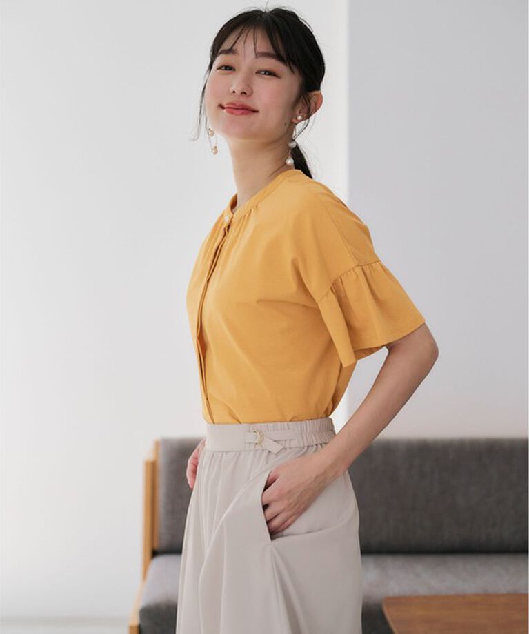 any SiS「【UVケア・接触冷感】汗ジミ防止加工カット ブラウス」|Tシャツ・カットソー|マスタード