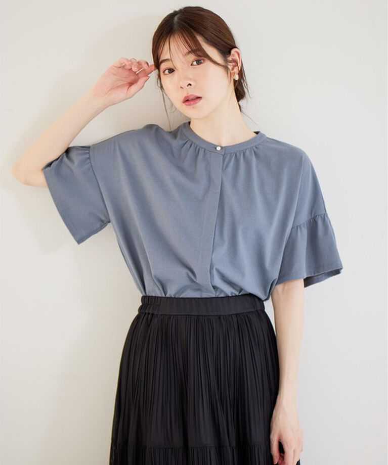 any SiS「【UVケア・接触冷感】汗ジミ防止加工カット ブラウス」|Tシャツ・カットソー|ミントグレー